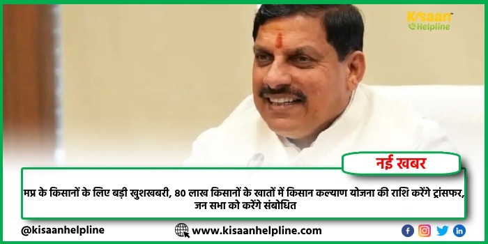 मप्र के किसानों के लिए बड़ी खुशखबरी, 80 लाख किसानों के खातों में किसान कल्याण योजना की राशि करेंगे ट्रांसफर, जन सभा को करेंगे संबोधित